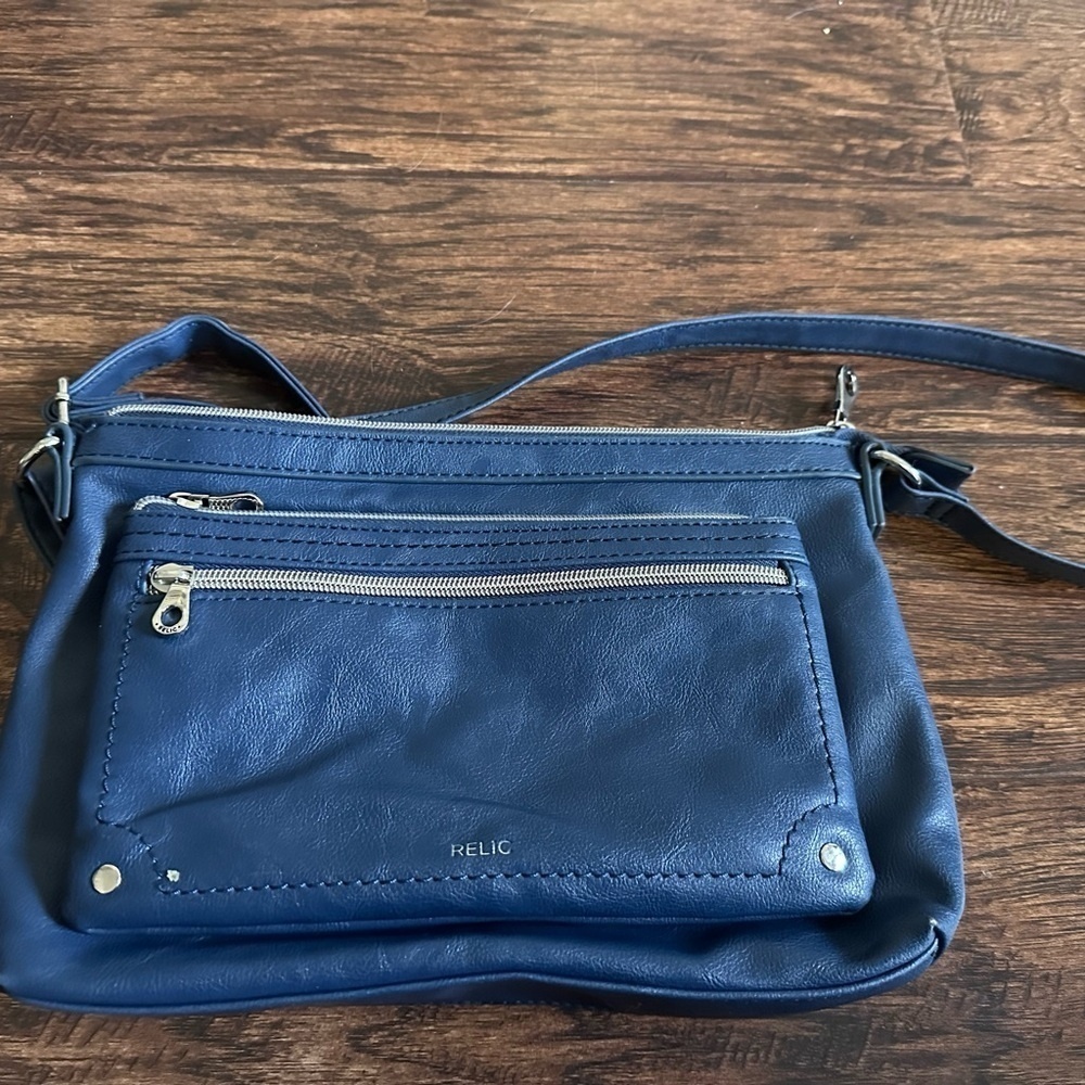 Relic Blue Crossbody Bag with Supple Leather and Versatile‎ Design